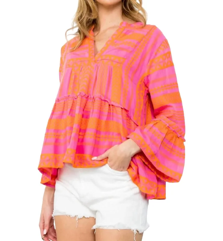 Pattern Top In Pink/orange Trending Items