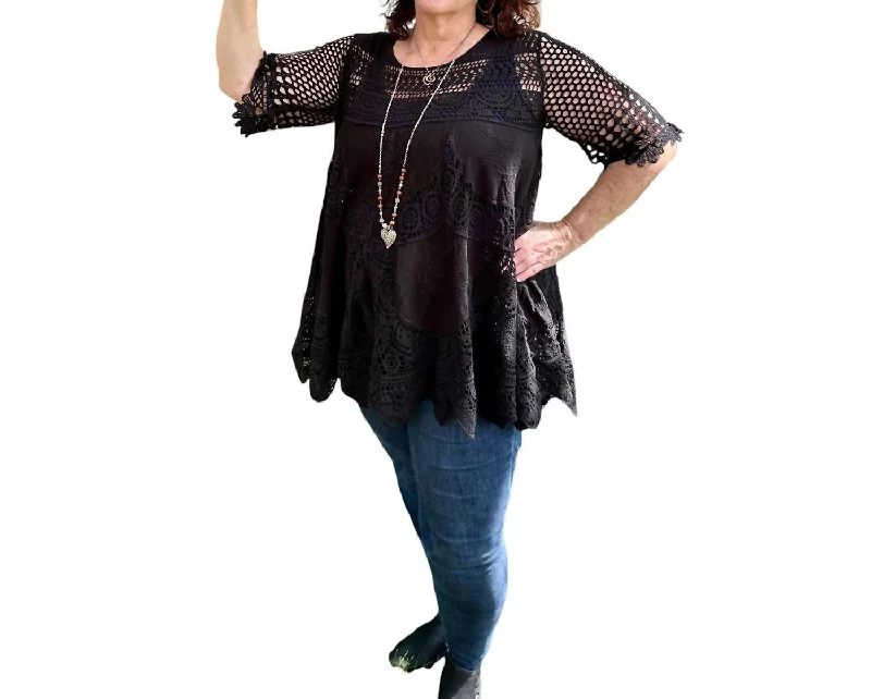 Paula Crochet Lace Top In Black Wardrobe Refresh