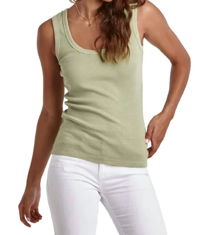 Paula Scoop Neck Tank In Nephrite Minimalist Elegant