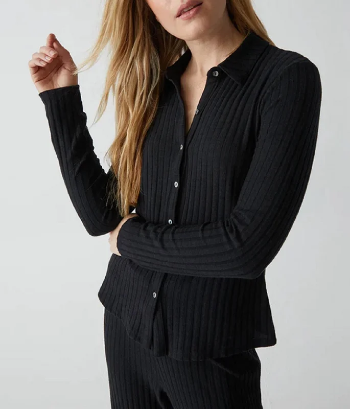 Paulina Jasper Button Down Shirt In Black Trendy And Individual Women's Fashion