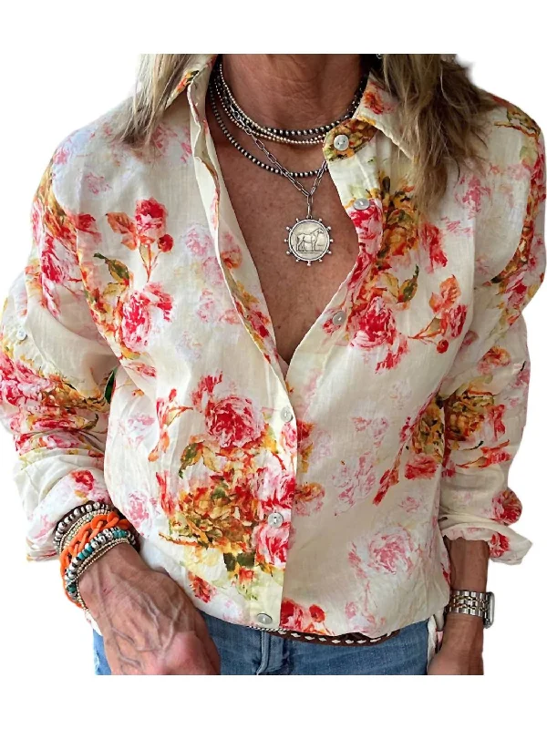 Peaceful Garden Top In White Floral Dive Into Trendy Women's Fashion