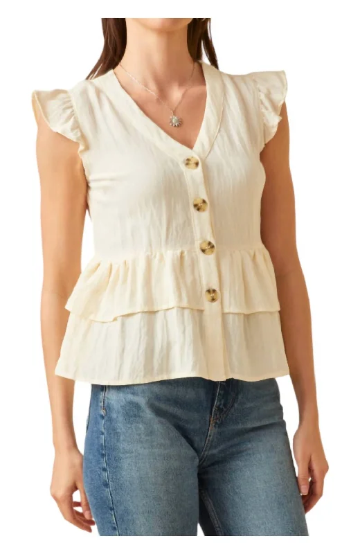 Peplum Top In Ivory Trend Forward Women's Wear