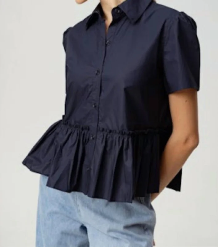 Peplum Top In Navy Big Savings