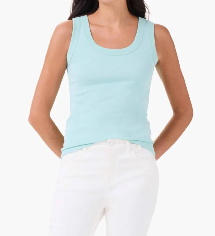 Perfect Knit Rib Tank Top In Seafoam Tropical Island - Inspired Attire