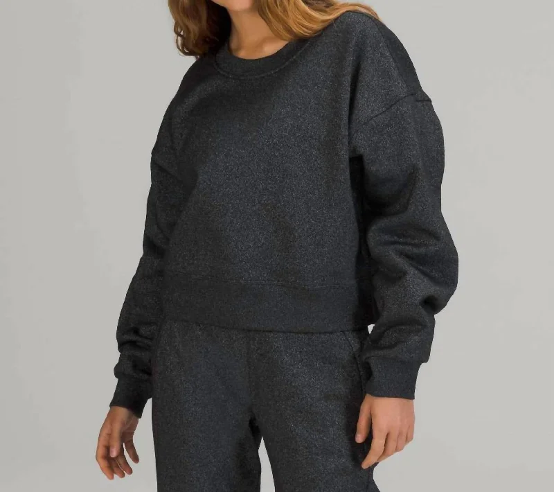 Perfectly Oversized Crop Crew Sweatshirt In Black Spark Polished Finish