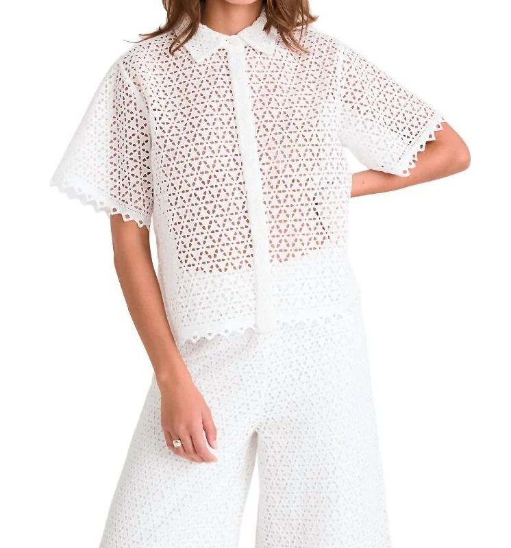 Perle Top In White Trendy Fashion Sale