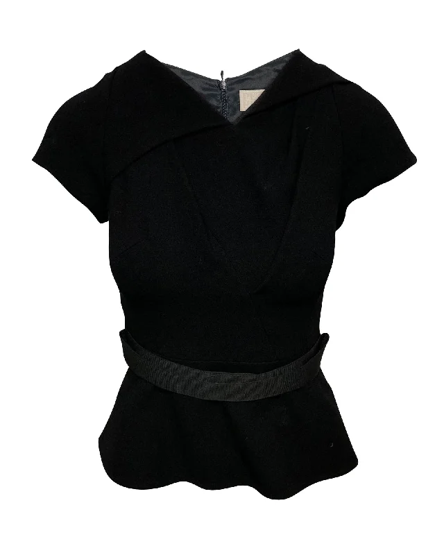 Peter Pilotto Peplum Top in Black Wool Boutique Styles