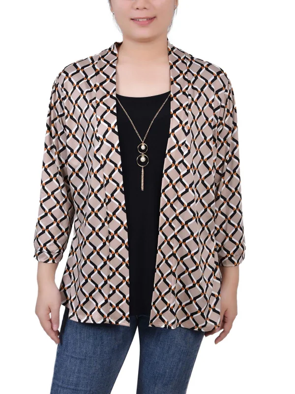 Petites Womens Cardigan Layering Blouse Style Without Limits