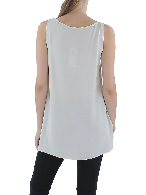 Petites Womens Silk Side Slit Tank Top Special Offers