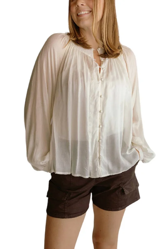 Philipine Woven Blouse In Blanc Vintage Retro Party Wear