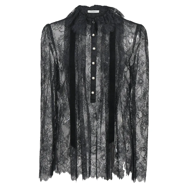 Philosophy di Lorenzo Serafini Lace Blouse in Black Polyamide Casual Chic