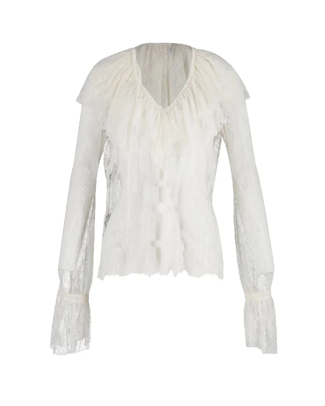 Philosophy di Lorenzo Serafini Lace Deep V Top in White Polyamide Save On Inspired Styles