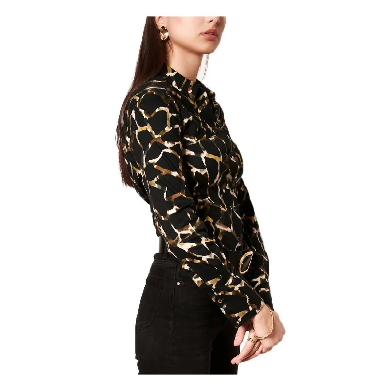 Pia Abstract Animal Print Blouse In Black Best Deals Of The Season