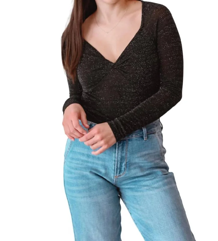 Picture Perfect Long Sleeve Top In Black Chic Trend Collection