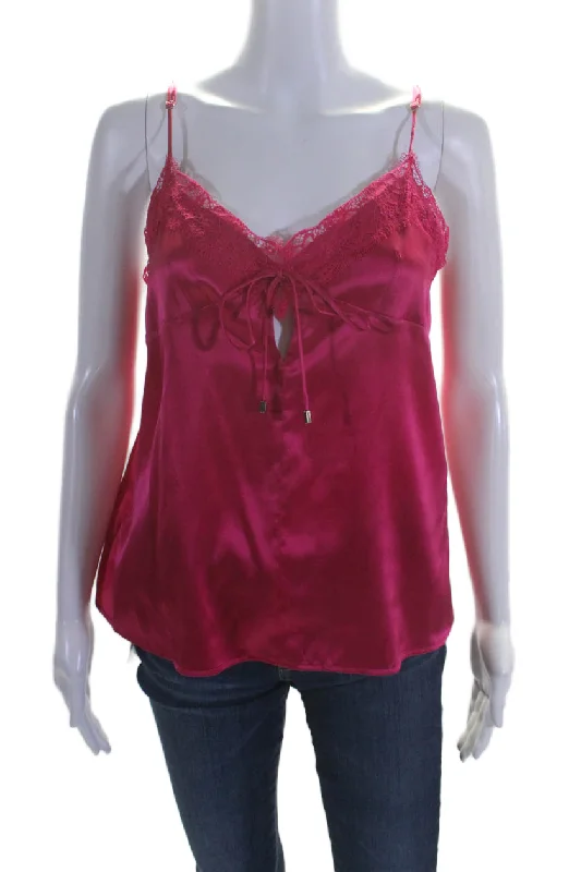 Pinko Womens Silk Spaghetti Strap Tremante Camisole Tank Top Pink Comfortable Clothes