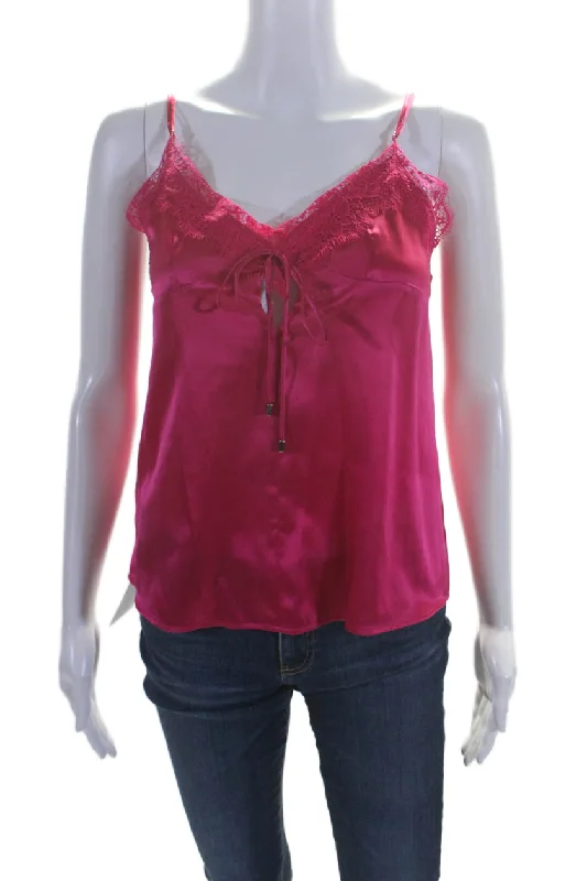 Pinko Womens Silk Spaghetti Strap Tremante Camisole Tank Top Pink Luxury Fashion