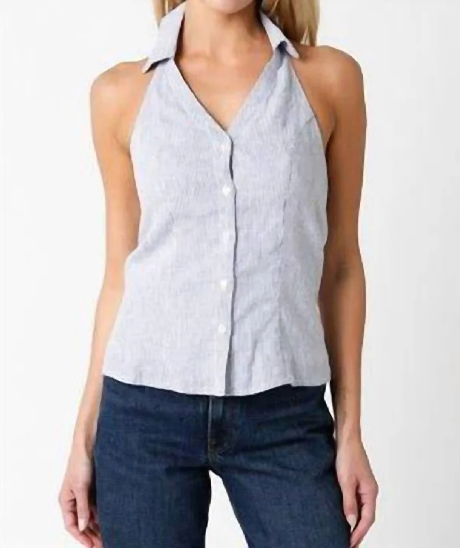 Pixie Halter Top In Chambray Fashion Sale