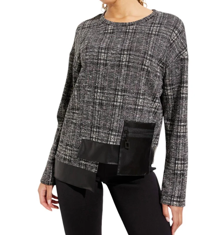 Plaid Long Sleeve Top In Black/multi Limited Styles