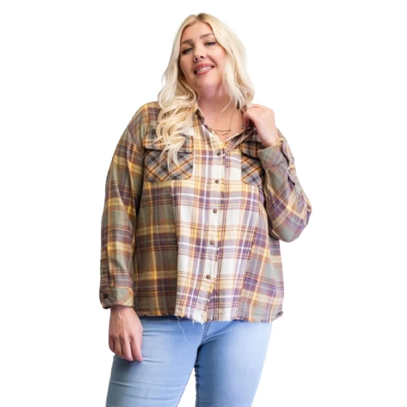 Plaid Mix Button Down Shirt Bold Patterns