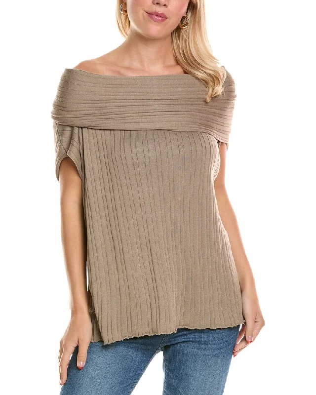 PLANET Ribbed Off-the-Shoulder Top Enjoy Discount