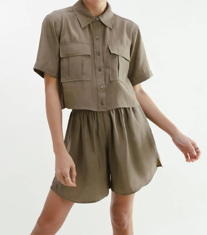 Playful Short Sleeve Top In Olive Ride The Style Wave