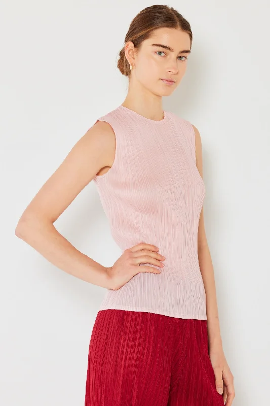 Pleated Sleeveless Crewneck Tank Massive Selection Sale