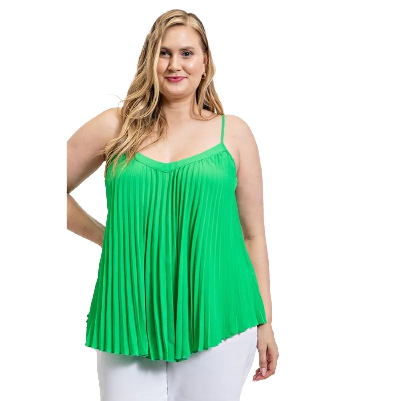 Pleated Tank Top With Adjustable Strap Stylish Savings