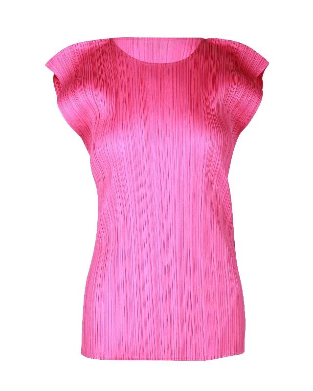 Pleats Please Issey Miyake Monthly Colors July T-Shirt in Pink Polyester Clearance Event