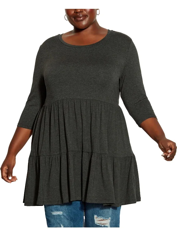 Plus Amaya Womens Heathered Tiered Tunic Top Get The Latest Trends