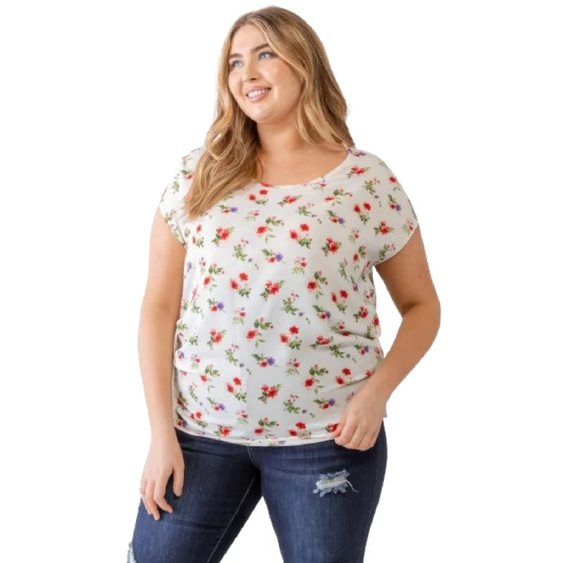 Plus Flower Print Ruched Top Top Deals