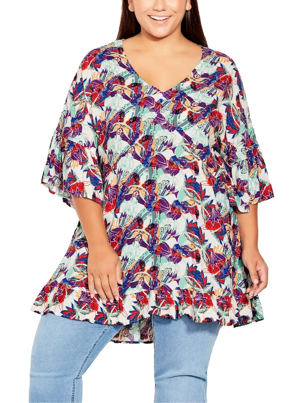 Plus Harper Womens Floral Print Viscose Tunic Top Wardrobe Update