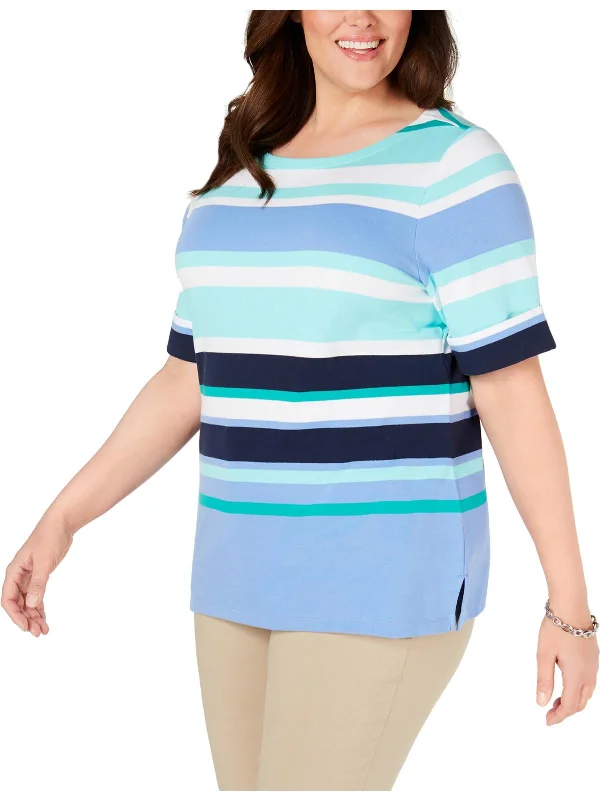 Plus Martha Womens Striped Boat Neck Casual Top Snag Fabulous Fashion Bargains