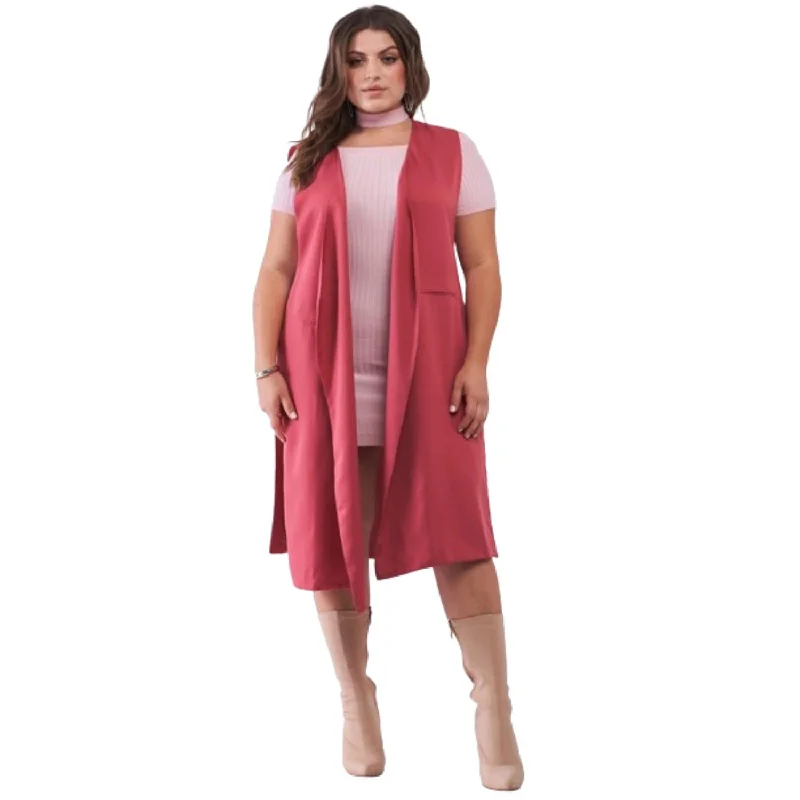 Plus Open Front And Side Sleeveless Long Vest Big Savings On Minimalist Office Styles