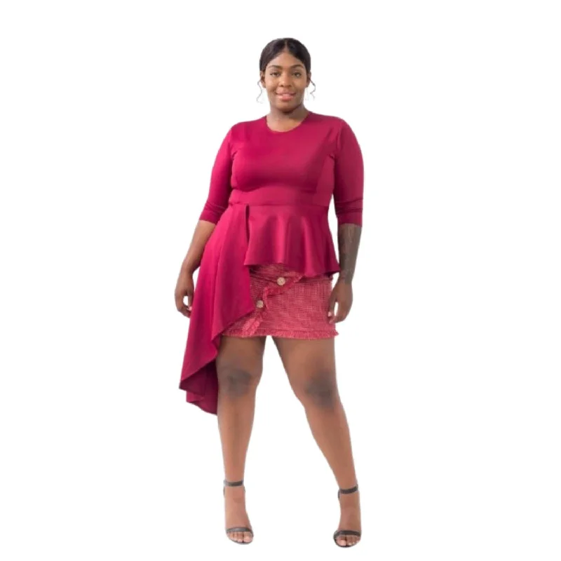 Plus Size Asymmetrical Plume Blouse Fashion For Every Occasion