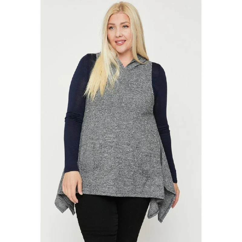 Plus Size Two Tone Knit, Sleeveless Top Season Appropriate Women's Collection