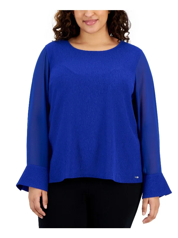 Plus Womens Crepe Scoop Neck Pullover Top Wardrobe Update