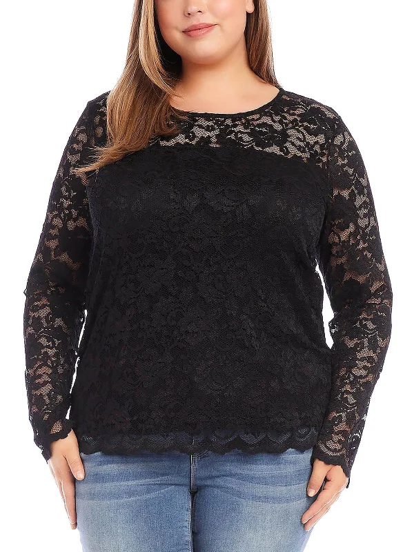 Plus Womens Lace Scalloped Blouse Stupidly Low Prices