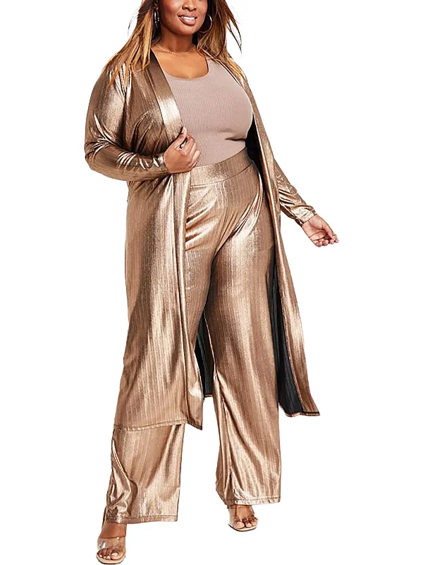 Plus Womens Metallic Long Kimono Budget Friendly