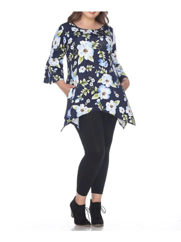 Plus Womens Printed Pockets Tunic Top Break Fashion Norms