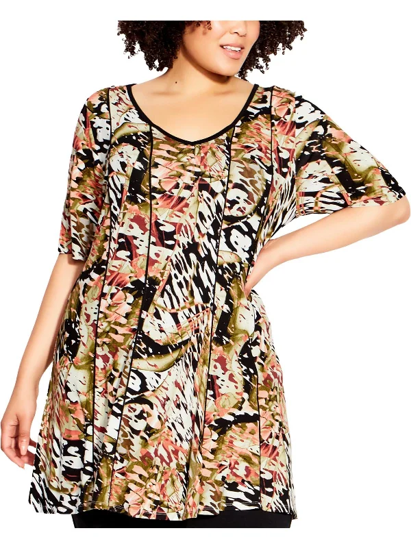 Plus Womens Printed V Neck Tunic Top Style Breakthroughs