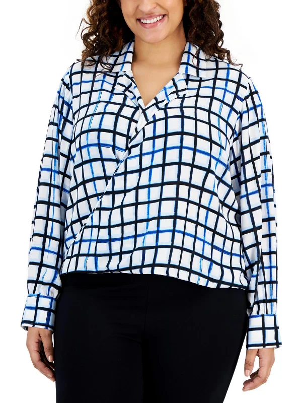 Plus Womens Printed Wear To Work Blouse Wardrobe Essentials