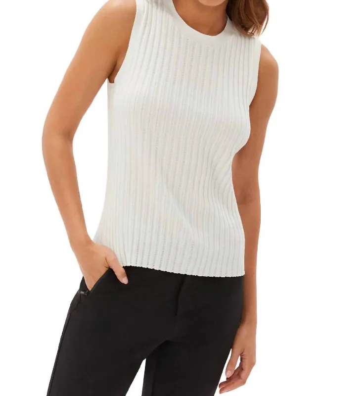 Pointelle Stitch Knit Tank Top In White Holiday Attire Sale