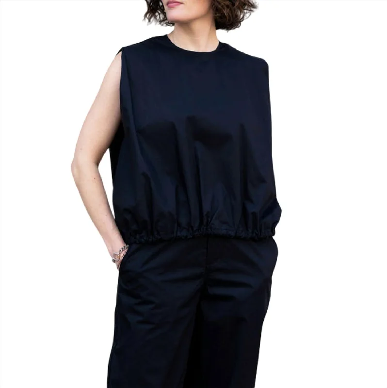 Poplin Balloon Blouse In Black Chic Styles