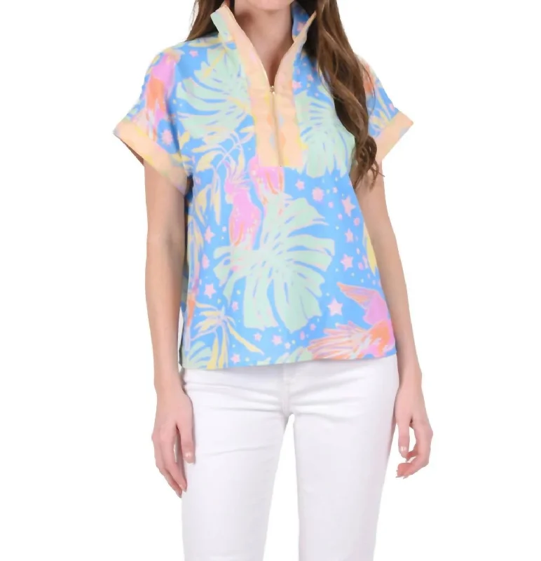 Poppy Pullover Top In Parrot Party High End Designer Brands Discount