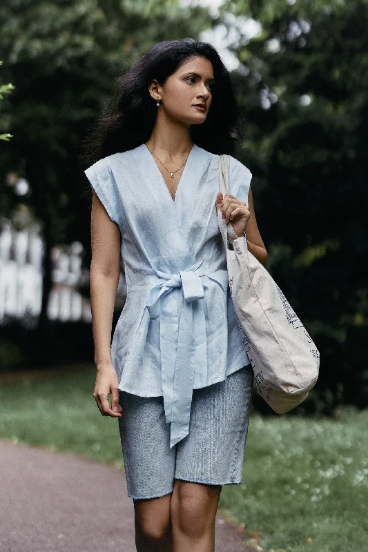 Power Moves Short Sleeve Top in Blue Chic Style, Always In Vogue