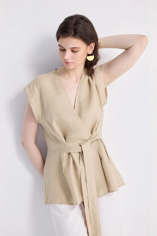 Power Moves Short Sleeve Top in Neutral Beige Comfort Meets Fashion