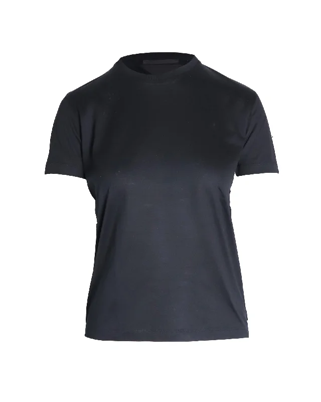 Prada Back Logo T-Shirt in Black Cotton Seasonal Trend