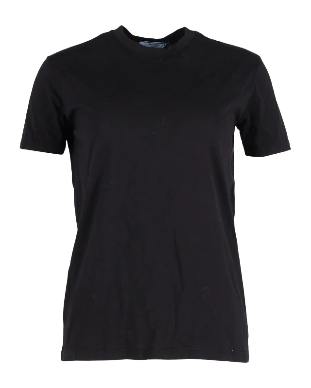 Prada Classic Crewneck T-shirt in Black Cotton Unbeatable Prices