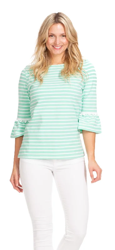 Preston Top in Aqua Stripe Unleash Your Trendy Side