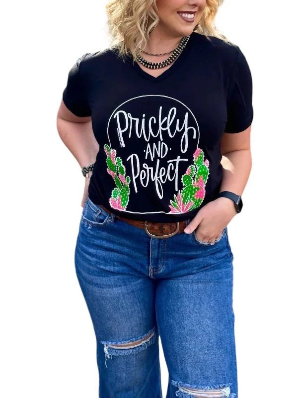 Prickly & Perfect Cactus Tee In Black Lighten Up With Nordic Styles